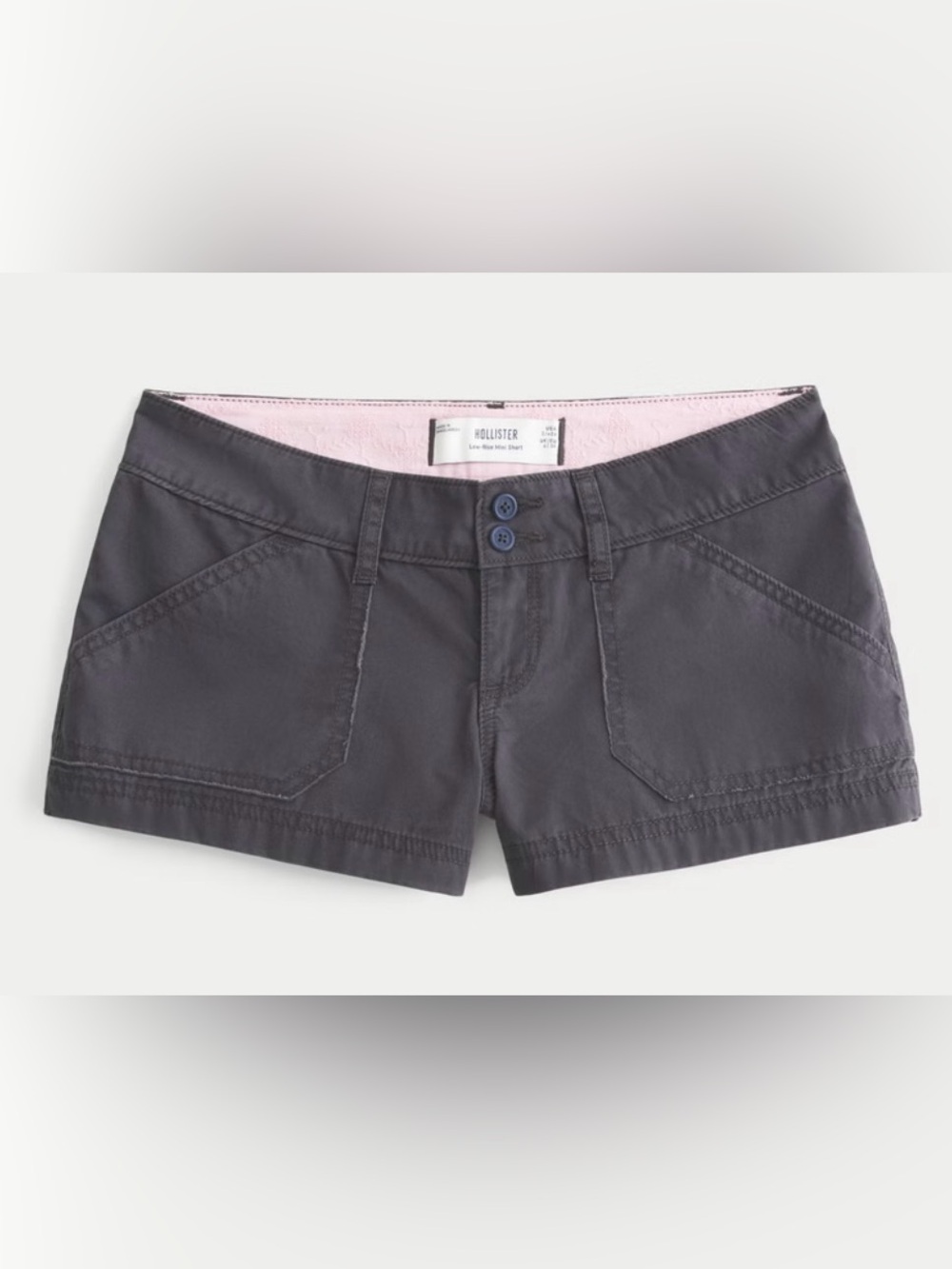 Hollister Women's Charcoal Gray Low-Rise Poplin Waistband Mini Shorts